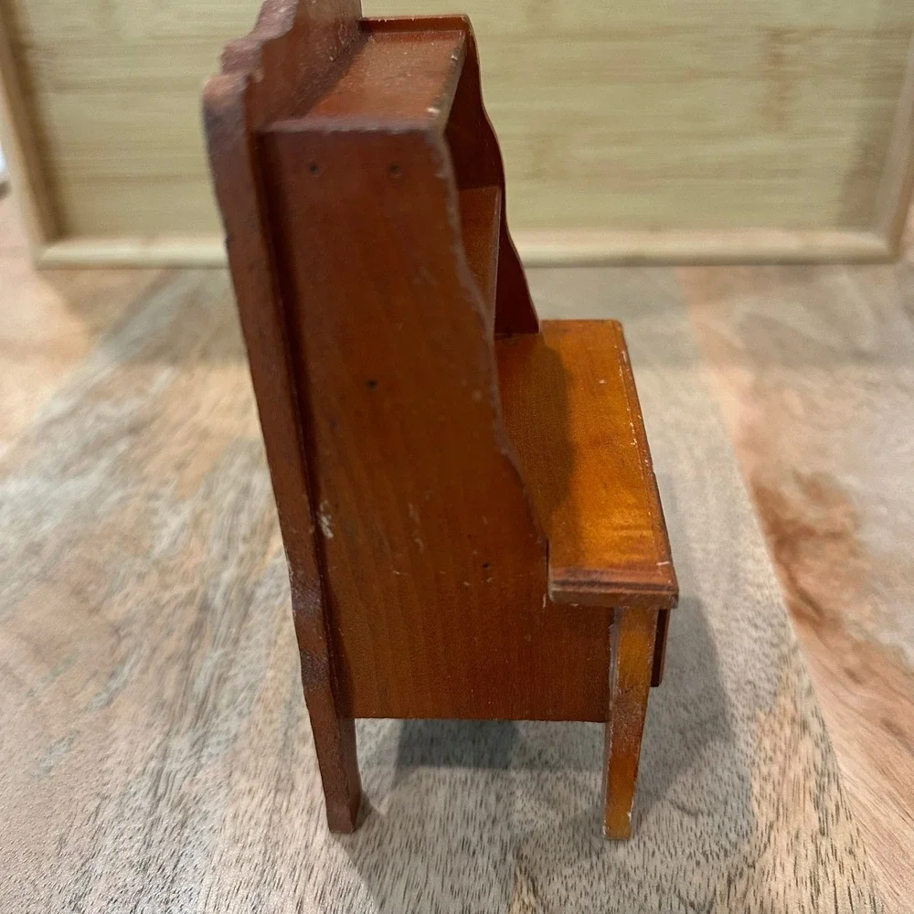 Vintage Miniature Wooden Hutch Dollhouse Furniture Cherry Finish 5.5 Inch